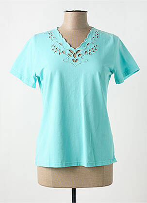 T-shirt col v manches courtes bleu GUY DUBOUIS femme