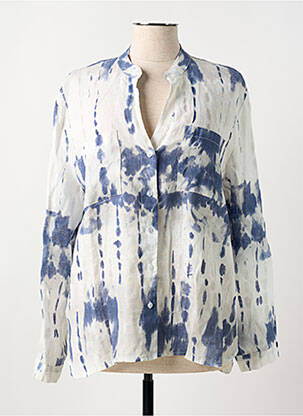 Chemisier coupe cintrée manches longues bleu O'MER femme