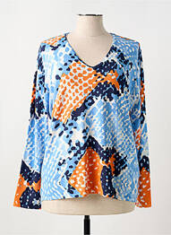 Pull col v manches longues bleu MARBLE femme