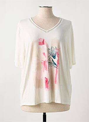 T-shirt imprimé fantaisie manches courtes blanc FRANK WALDER femme