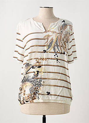 T-shirt imprimé fantaisie manches courtes blanc FRANK WALDER femme