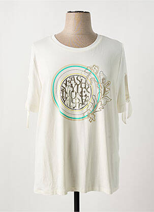 T-shirt sérigraphie avec strass manches courtes blanc TUZZI femme