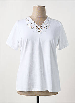 T-shirt sérigraphie avec strass manches courtes blanc GUY DUBOUIS femme