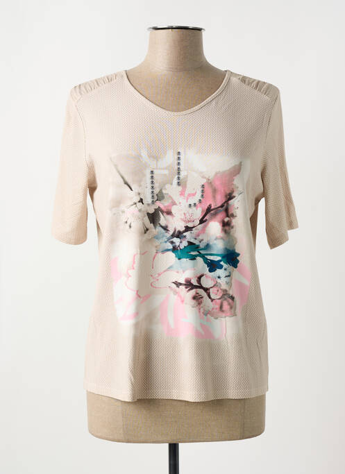 T-shirt beige FRANK WALDER pour femme