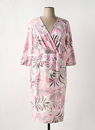 Robe mi-longue manches 3/4 manches 3/4 rose FRANK WALDER femme