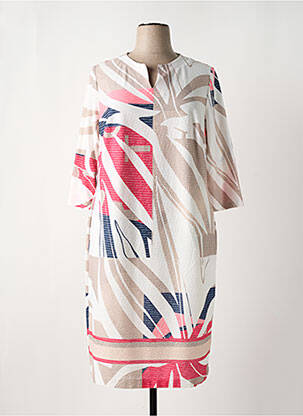 Robe mi-longue manches 3/4 manches 3/4 beige FRANK WALDER femme