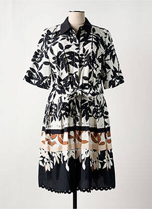 Robe mi-longue imprimé fleurs manches courtes noir FUEGO WOMAN femme