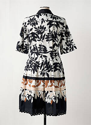 Robe mi-longue imprimé fleurs manches courtes noir FUEGO WOMAN femme