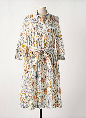 Robe mi-longue imprimé fleurs manches 3/4 orange CATNOIR femme