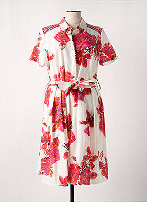 Robe mi-longue imprimé fleurs manches courtes rouge FUEGO WOMAN femme