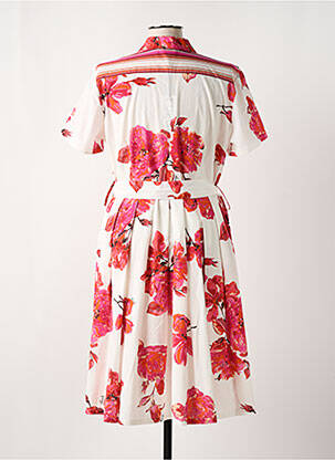 Robe mi-longue imprimé fleurs manches courtes rouge FUEGO WOMAN femme
