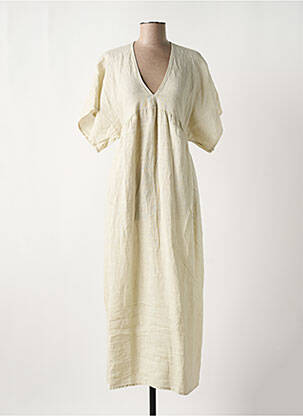 Robe longue manches courtes manches courtes beige O'MER femme
