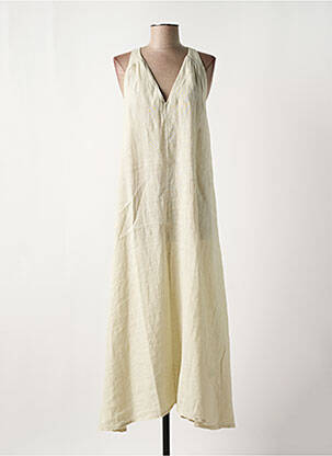 Robe longue coupe évasée sans manche beige O'MER femme