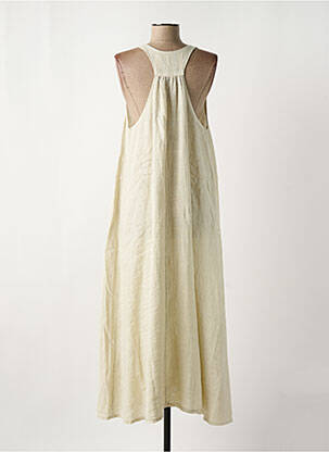 Robe longue coupe évasée sans manche beige O'MER femme