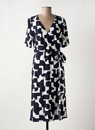 Robe mi-longue tissage crêpe manches courtes noir STREET ONE femme