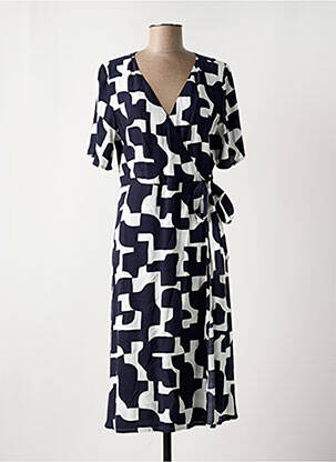 Robe mi-longue tissage crêpe manches courtes noir STREET ONE femme