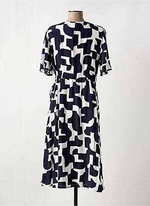 Robe mi-longue tissage crêpe manches courtes noir STREET ONE femme