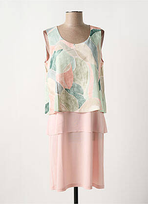 Robe mi-longue imprimé fleurs sans manche rose GREGORY PAT femme