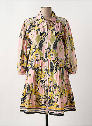 Robe courte coupe évasée manches longues rose ANANKE femme