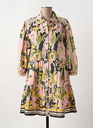 Robe courte coupe évasée manches longues rose ANANKE femme