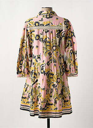Robe courte coupe évasée manches longues rose ANANKE femme