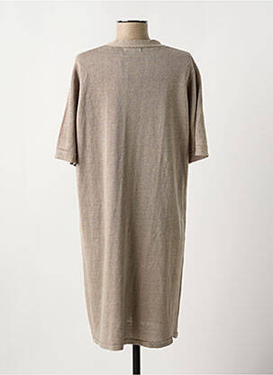 Robe pull coupe droite manches courtes marron DOREE CACHEMIRE femme