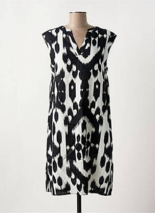 Robe mi-longue tissage crêpe manches courtes noir STREET ONE femme