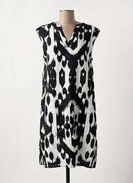 Robe mi-longue tissage crêpe manches courtes noir STREET ONE femme