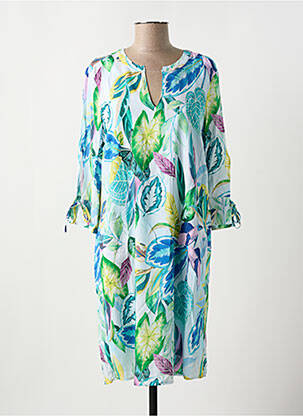 Robe courte coupe fluide manches 3/4 bleu LE COMTE femme