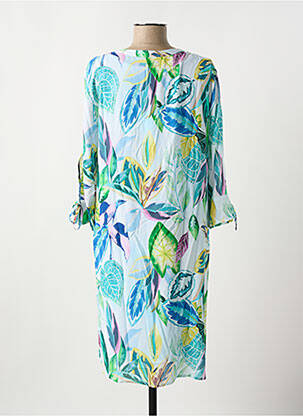 Robe courte coupe fluide manches 3/4 bleu LE COMTE femme