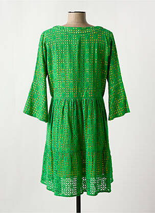Robe courte manches 3/4 manches 3/4 vert YESS. femme
