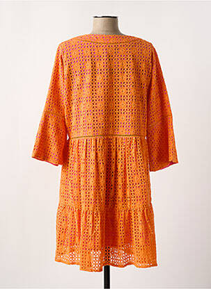 Robe courte manches 3/4 manches 3/4 orange YESS. femme