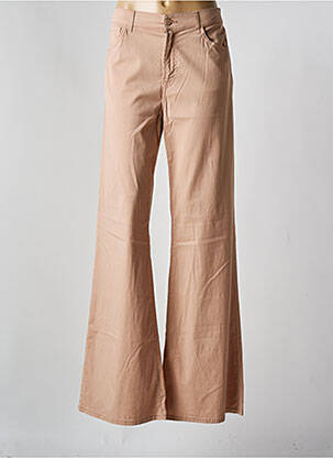Pantalon flare fermeture zippée sous rabat boutonné taille haute rose DONDUP femme
