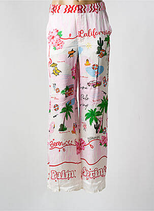 Pantalon droit fermeture zippée sous rabat avec crochet taille normale rose BERENICE femme