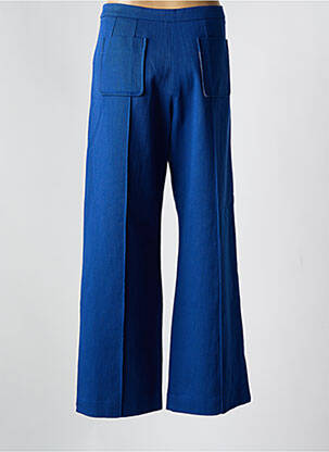 Pantalon large fermeture zippée sous rabat boutonné taille haute bleu SOEUR femme