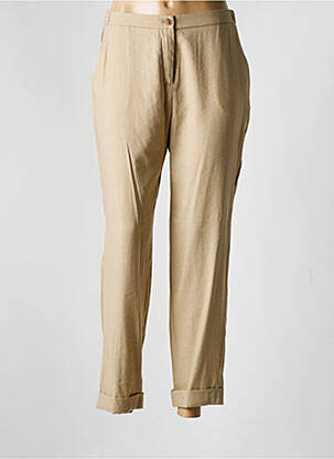 Pantalon droit fermeture zippée sous rabat boutonné taille normale beige ROSSO 35 femme