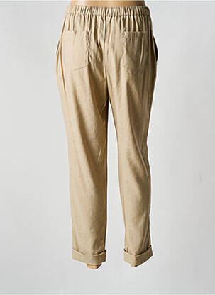 Pantalon droit fermeture zippée sous rabat boutonné taille normale beige ROSSO 35 femme