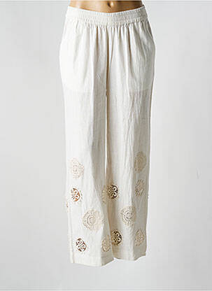 Pantalon droit taille élastique taille normale beige SKALLI femme