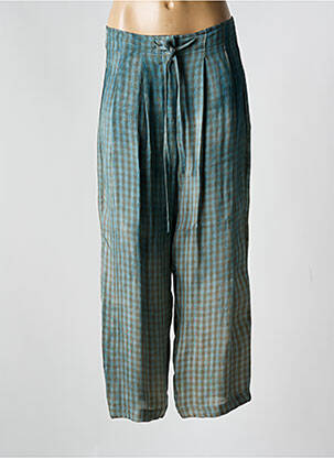 Pantalon large taille à pinces taille haute bleu CLARAMONTE femme