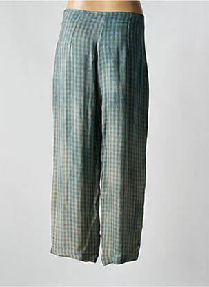 Pantalon large taille à pinces taille haute bleu CLARAMONTE femme
