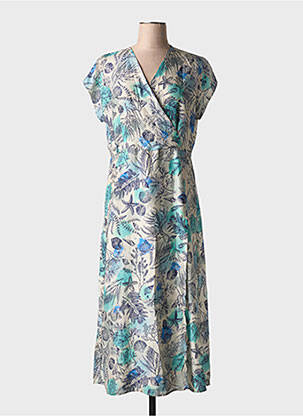 Robe longue imprimé fantaisie manches courtes bleu ATTIC AND BARN femme