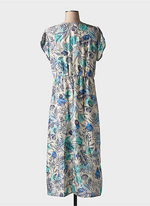 Robe longue imprimé fantaisie manches courtes bleu ATTIC AND BARN femme
