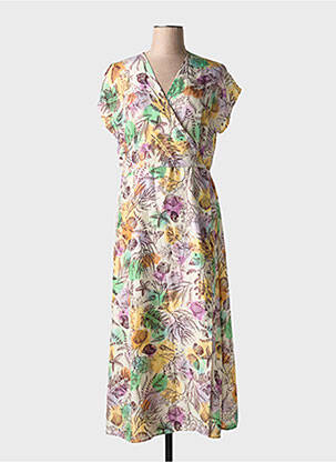 Robe longue imprimé fantaisie manches courtes violet ATTIC AND BARN femme