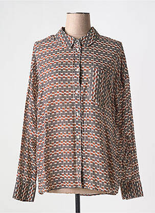 Chemisier imprimé fantaisie manches longues marron MKT STUDIO femme