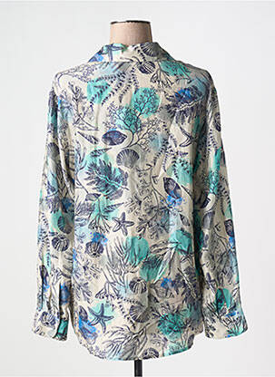 Chemisier imprimé fantaisie manches longues bleu ATTIC AND BARN femme