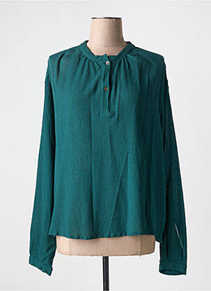 Blouse col rond manches longues bleu POMANDERE femme