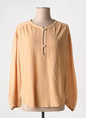 Blouse col rond manches longues beige POMANDERE femme