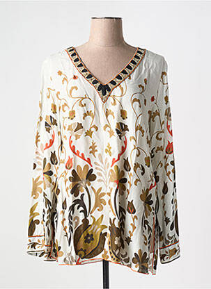 Blouse imprimé fantaisie manches longues blanc MALIPARMI femme