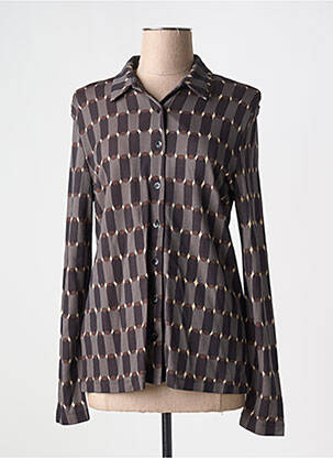 Chemisier coupe cintrée manches longues marron SIYU femme