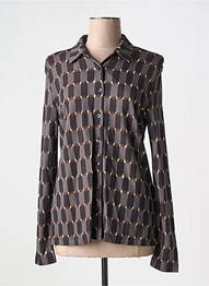 Chemisier coupe cintrée manches longues marron SIYU femme